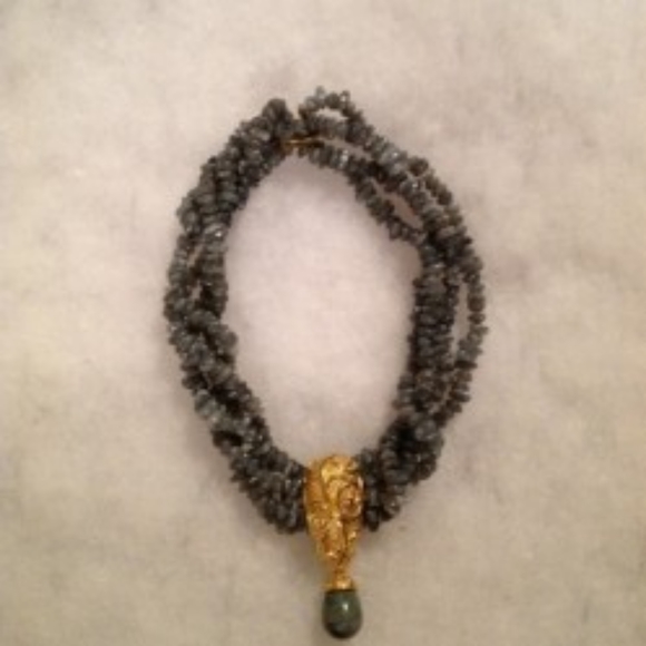 1990 Jose Maria Barrera signed in box gold toned necklace and pendant / pin rare